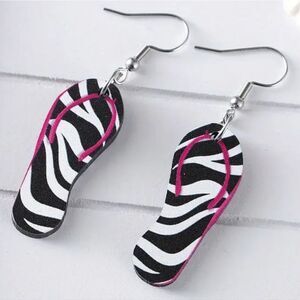 Zebra Print Flip Flop Earrings